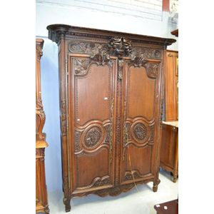 French Normandy Carved Oak Armoire - Antique - Wardrobes - Furniture