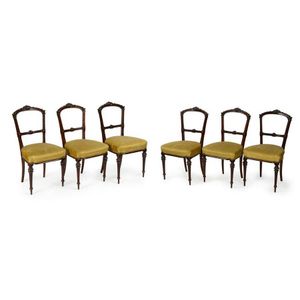 Set of six English walnut dining chairs, circa 1890