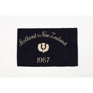 Touchline Flag, Scotland vs. New Zealand, 1967, Black taffeta…