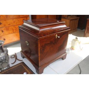 19th century mahogany cellarette with crossbanded top