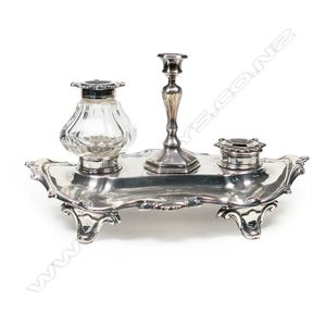 A Victorian silver desk standish, by Henry Wilkinson & Co.,…