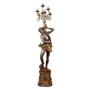 An Italian blackamoor lamp, mid 20th century, 208 cm high