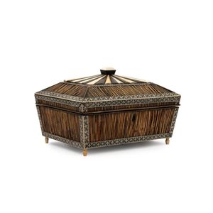 An Anglo-Indian Vizagapatam work box, porcupine quill, bone,…