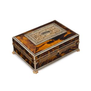 An Anglo-Indian Vizagapatam jewellery box, tortoiseshell, ivory…