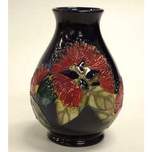 Moorcroft Flowering Gum Vase on Dark Blue Ground - Moorcroft - Ceramics
