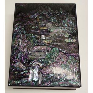 Chinese Shell Inlay Box Chinese Lacquer Inlay Box with Figural Scene - Zother - Oriental