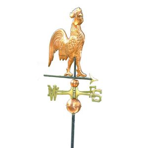 A modern sculpted copper and brass cockerel weather vane, the…