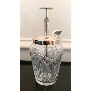 A crystal & silver plate cocktail mixer, c.1950, height 25 cm