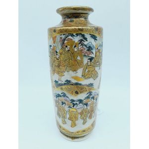 Satsuma vase, Japanese Meiji period porcelain cylindrical vase…