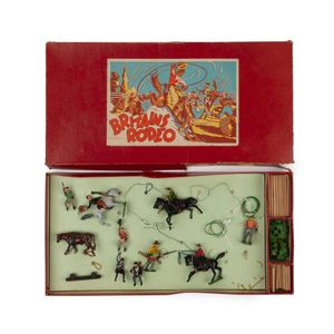 Britains boxed Rodeo set comprising hollow cast lead mounted…