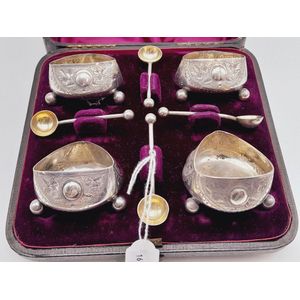 Floral Etched Sterling Silver Condiment Set - Condiment & Cruet Sets ...