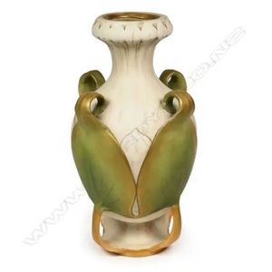 Austrian Bohemian Art Nouveau Late 19th century shops Dragon Handles Porcelain Ewer