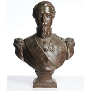 A cast iron bust of Napoleon III, 19th century,…