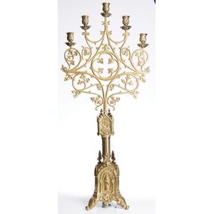 An English Gothic revival ecclesiastical candelabra, late 19th…