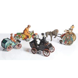 Four German tinplate clock work toys, early 20th century,…