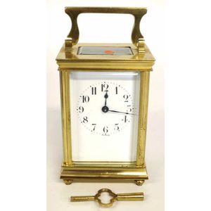 French Brass Carriage Clock with Leather Case - Clocks - Carriage ...