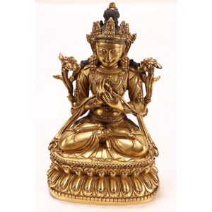 Good Sino-Tibetan gilt bronze Tara, depicted seated with legs&hellip;