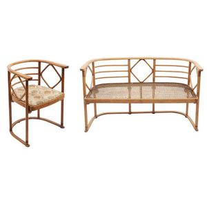 Josef Hoffmann Fledermaus settee including armchair, armchair…