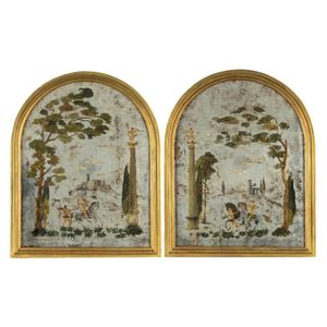 A pair of Italian verre eglomise mirror panels, circa 1940s,&hellip;