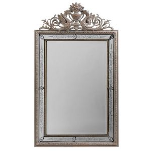 A Louis XV style verre eglomise silver gilt wood mirror, 146 x&hellip;