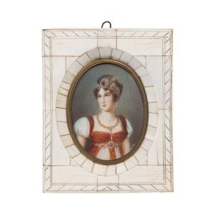 A collection of four miniatures on ivory of court beauties in…