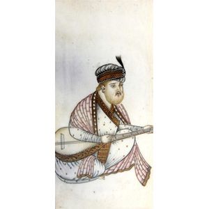 Mughal miniature, colour and ink on ivory a Chubby Bearded…