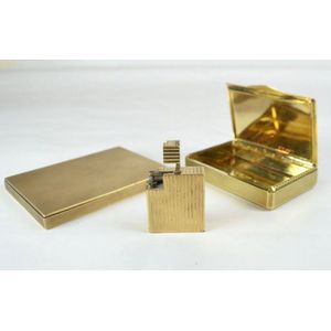 Two gold cigarette cases and gold lighter mid century i) nine…