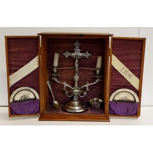 Antique silver plated travelling communion set by Homan…