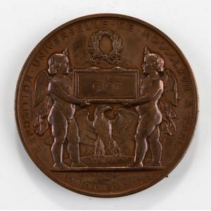 Copper medal (67.5 mm, 160g) by H. Poscarne with Napoleon III…