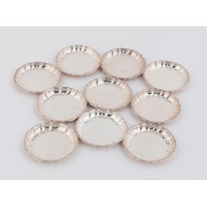 Set of 10 Danish (830) silver wine coasters by Carl M. Cohr,…