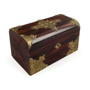 A Neo-Gothic antique English tea caddy, rosewood with gilt…