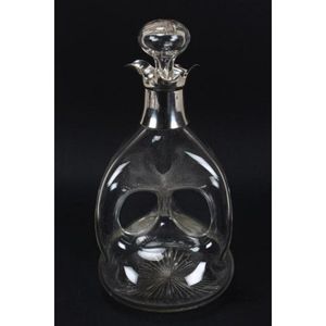 Silver mounted decanter and stopper, with spherical stopper,…