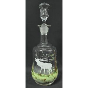A Victorian decanter with handpainted stag & Foliage detail,…