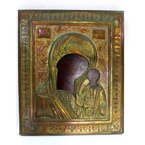 An icon of 'Madonna & child' overlaid by Intricately detailed…