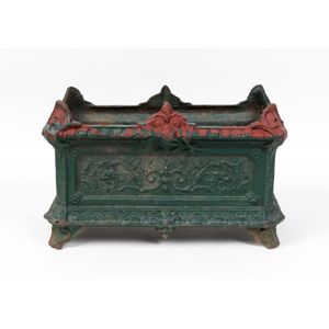 A small dark green painted cast iron planter, French, 19th…