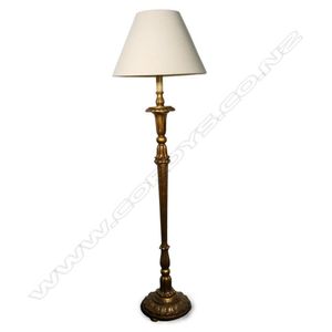 American art deco fluted brass floor lamp with white foliate