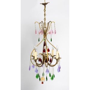 A faceted coloured glass chandelier, Italian, 20th century, 100…