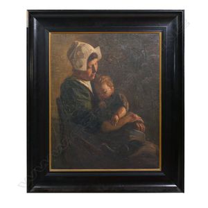 Hendrik Maarten Krabbe (Dutch 1868-1931) 'Op Moeders Schoot'…