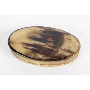 Late Georgian horn snuff box and cover, of oval form, with…