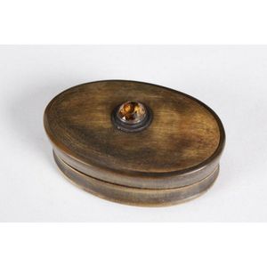19th century Scottish horn and stone snuff box and cover, of…