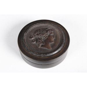19th century French tortoise shell and wood snuff box and cover,…