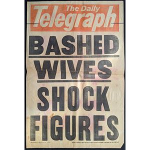 Newspaper stand poster. November 1982. Bashed Wives - Shock…