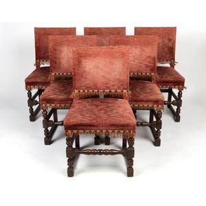 A set of six Charles II style walnut dining chairs, 19th&hellip;