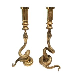 Roberto Cavalli, pair of snake candlesticks, gilded bronze,…