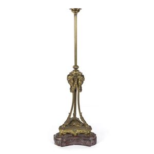 A French lamp base, ormolu and rouge marble, 19th century, 63…