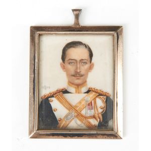 A Continental portrait miniature in silver frame, circa 1909,…