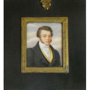 19th century framed miniature portrait on porcelain of a…