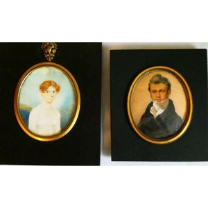 Antique portrait watercolour miniatures of young gentlemen and…