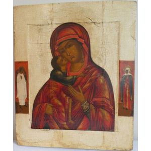 Antique Russian icon Virgin of Feodorov with the Guardian Angel…