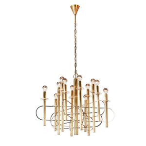 Gaetano Sciolari chandelier, polished chrome, gilt and glass.…